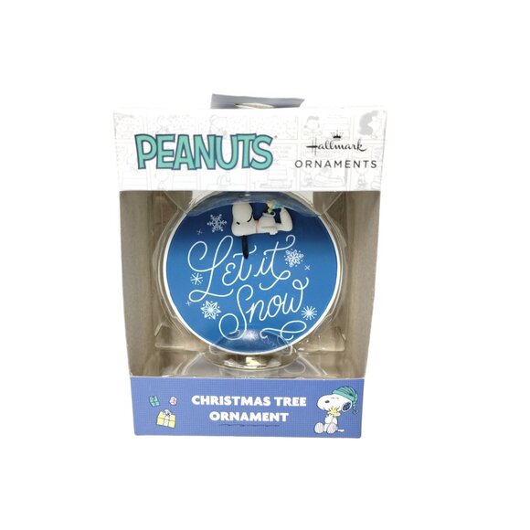 Hallmark Ornaments Peanuts Snoopy Let it Snow Round Christmas Tree Ornament New - Picture 2 of 8